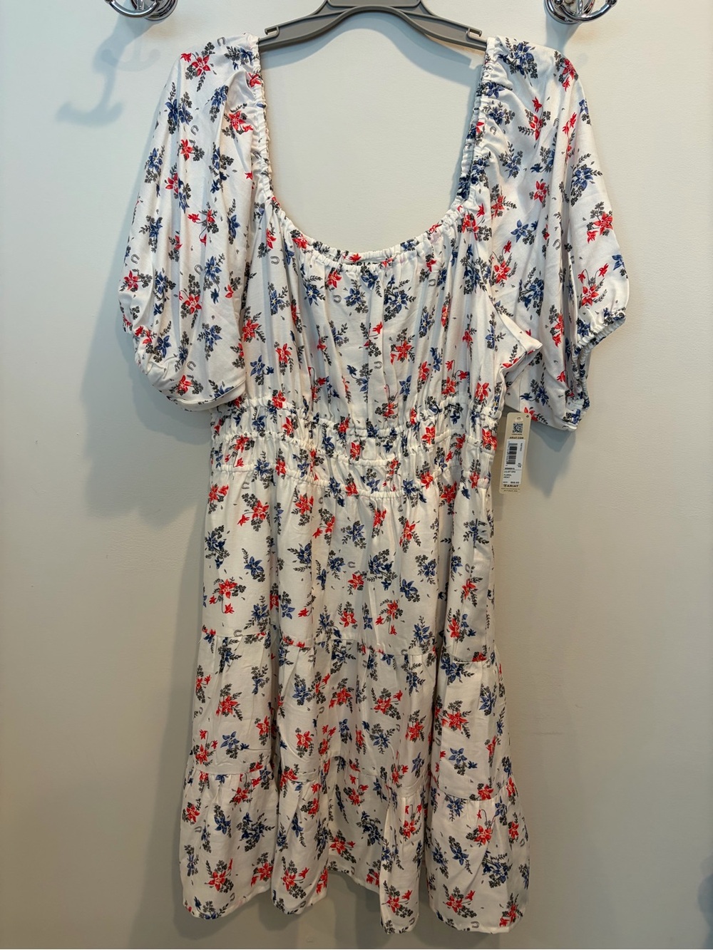 Ariat White Midi Dress with Red & Blue Floral Print